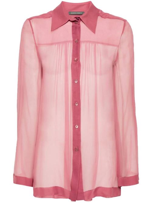 Camicia semitrasparente in chiffon di seta rosa Alberta Ferretti | AF021901140189